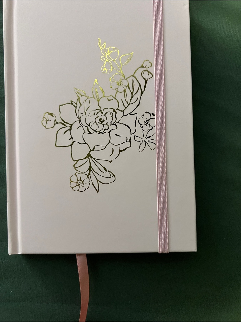 Gold Foil Floral on Light Pink Hardcover Notebook